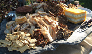 Huntsman cheese, Tuscan torte, and assorted crackers